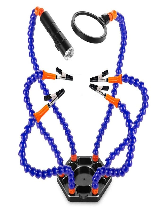 Futaba Multi Soldering Tool with Flexible 6 Arms- With 3X Magnifying Lamp and Light - Blue - Image 1